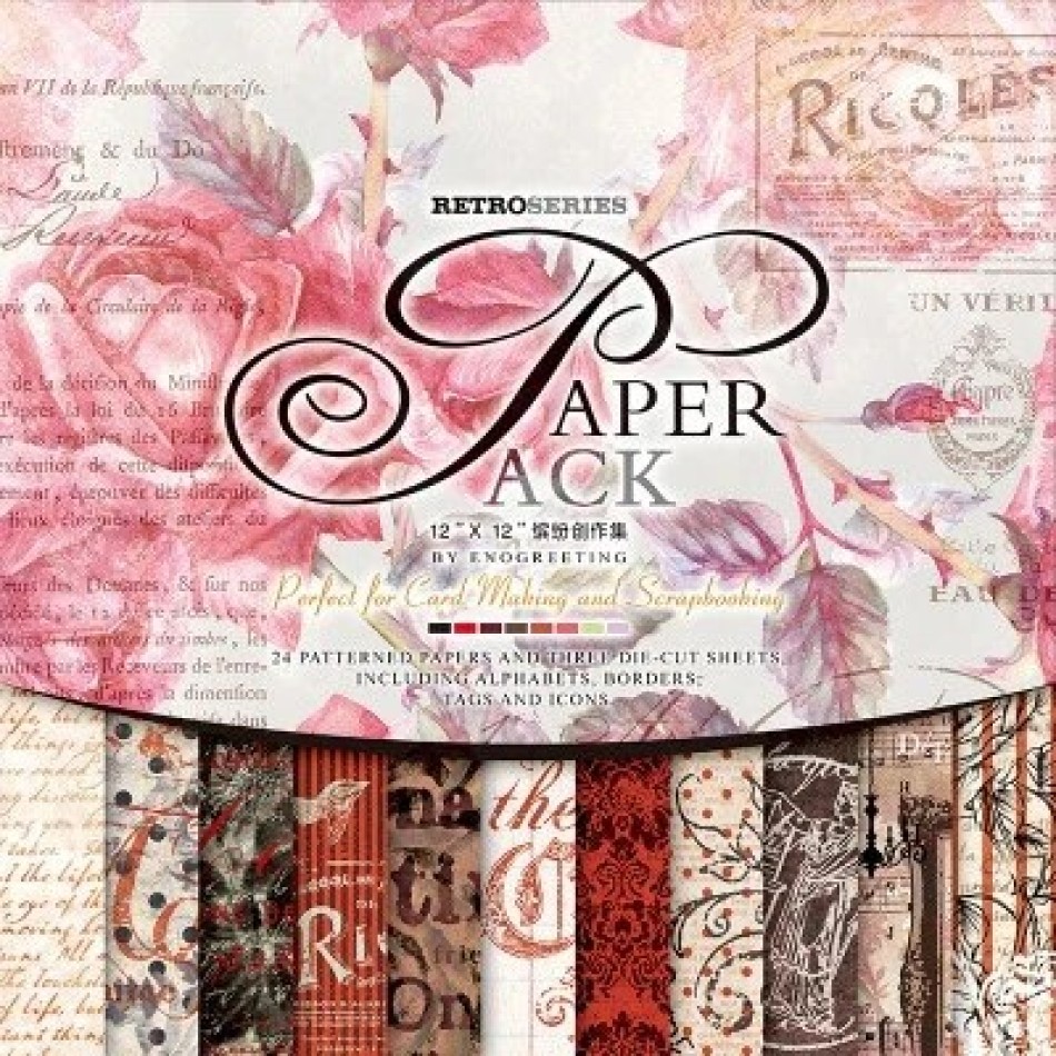 Craftyscrappers Pattern Paper- RETRO SERIES VOLUME-RED ROSE