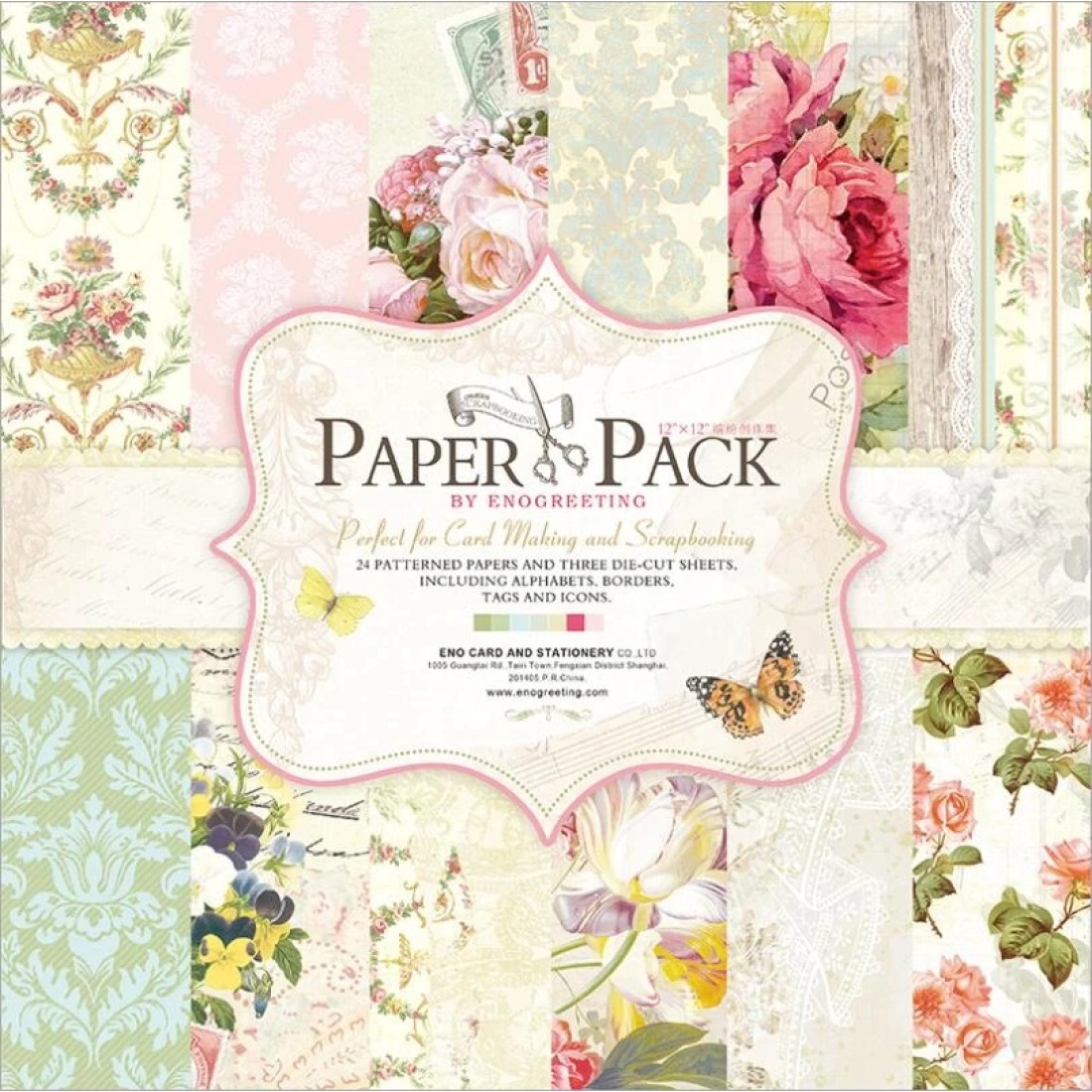 Craftyscrappers Pattern Paper- RETRO SERIES VOLUME-BORDERED ROSES
