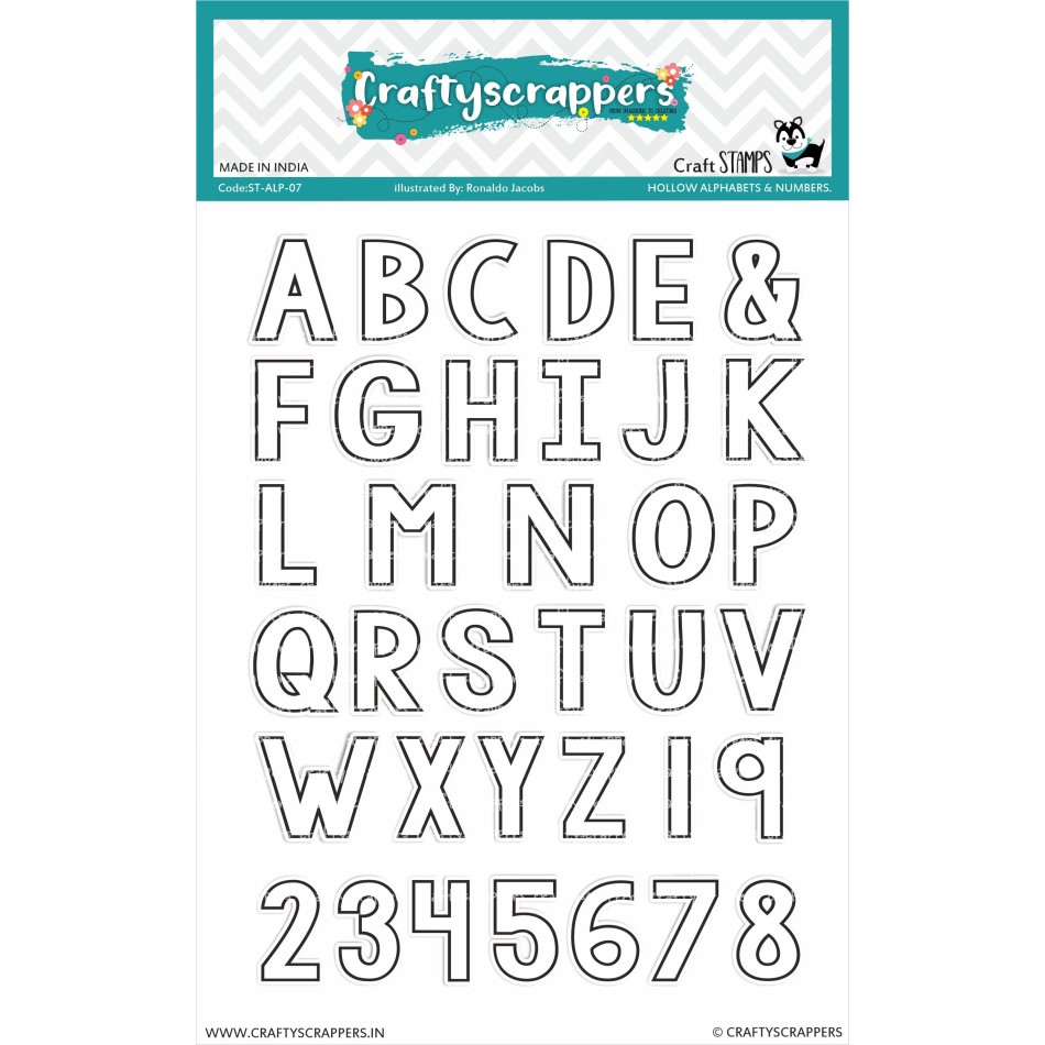 Craftyscrappers Stamps- HOLLOW ALPHABETS & NUMBERS