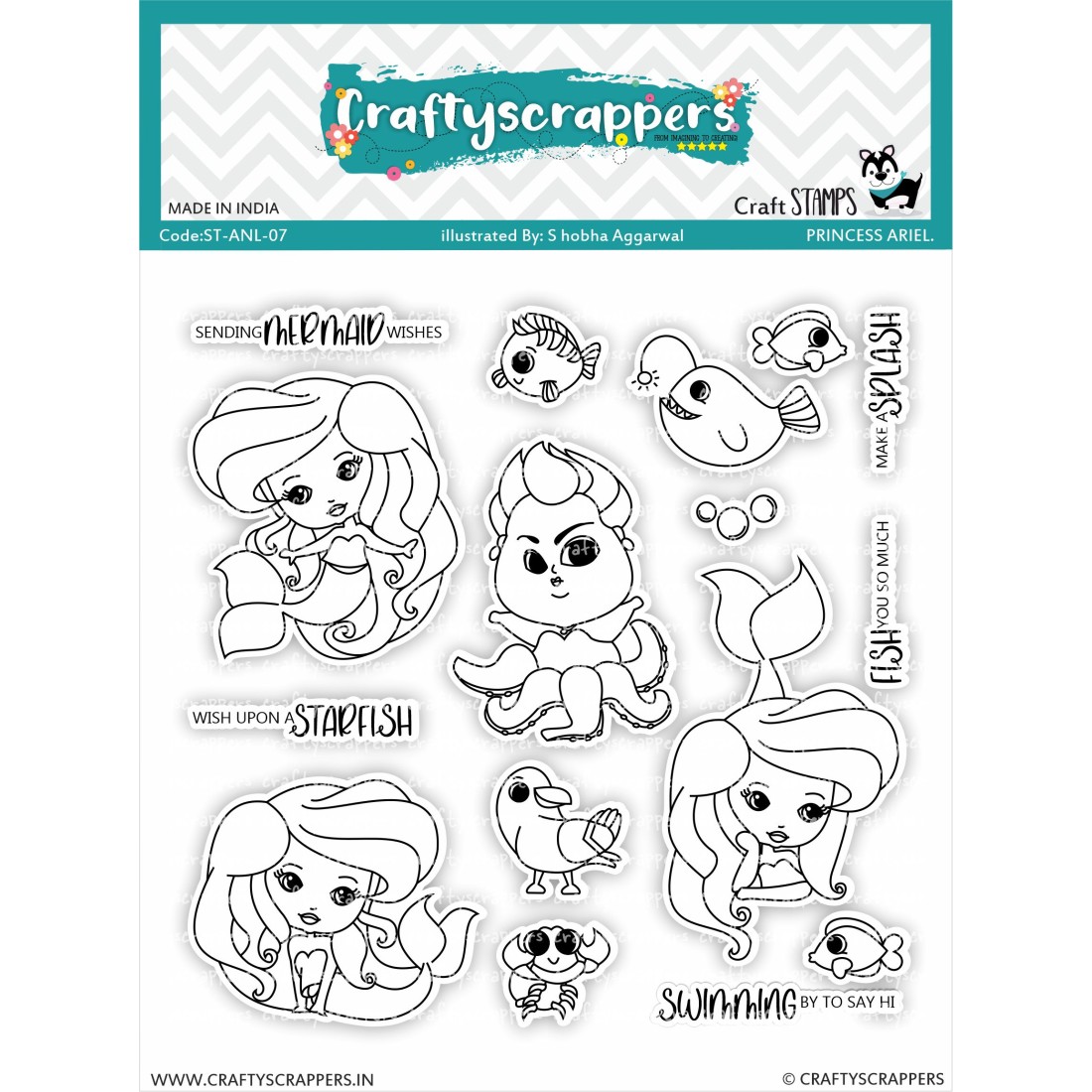 Craftyscrappers Stamps- PRINCESS ARIEL