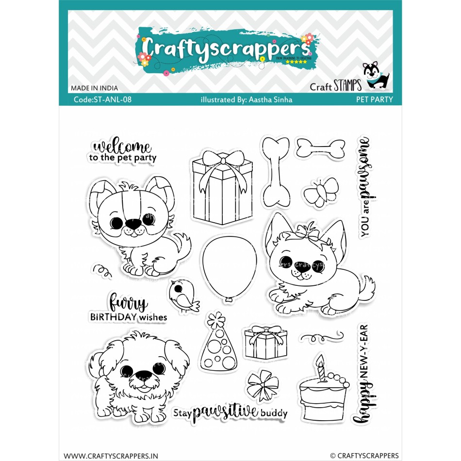 Craftyscrappers Stamps- PET PARTY