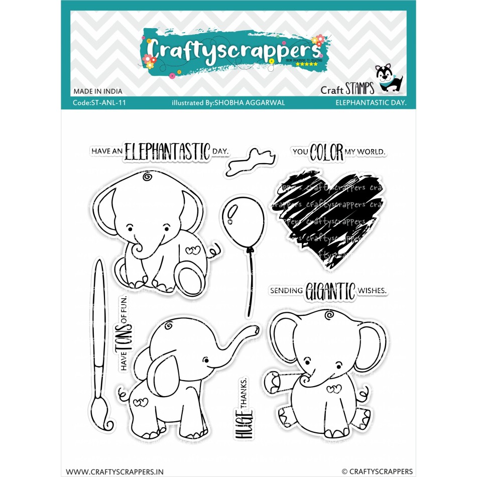 Craftyscrappers Stamps- ELEPHANTASTIC DAY