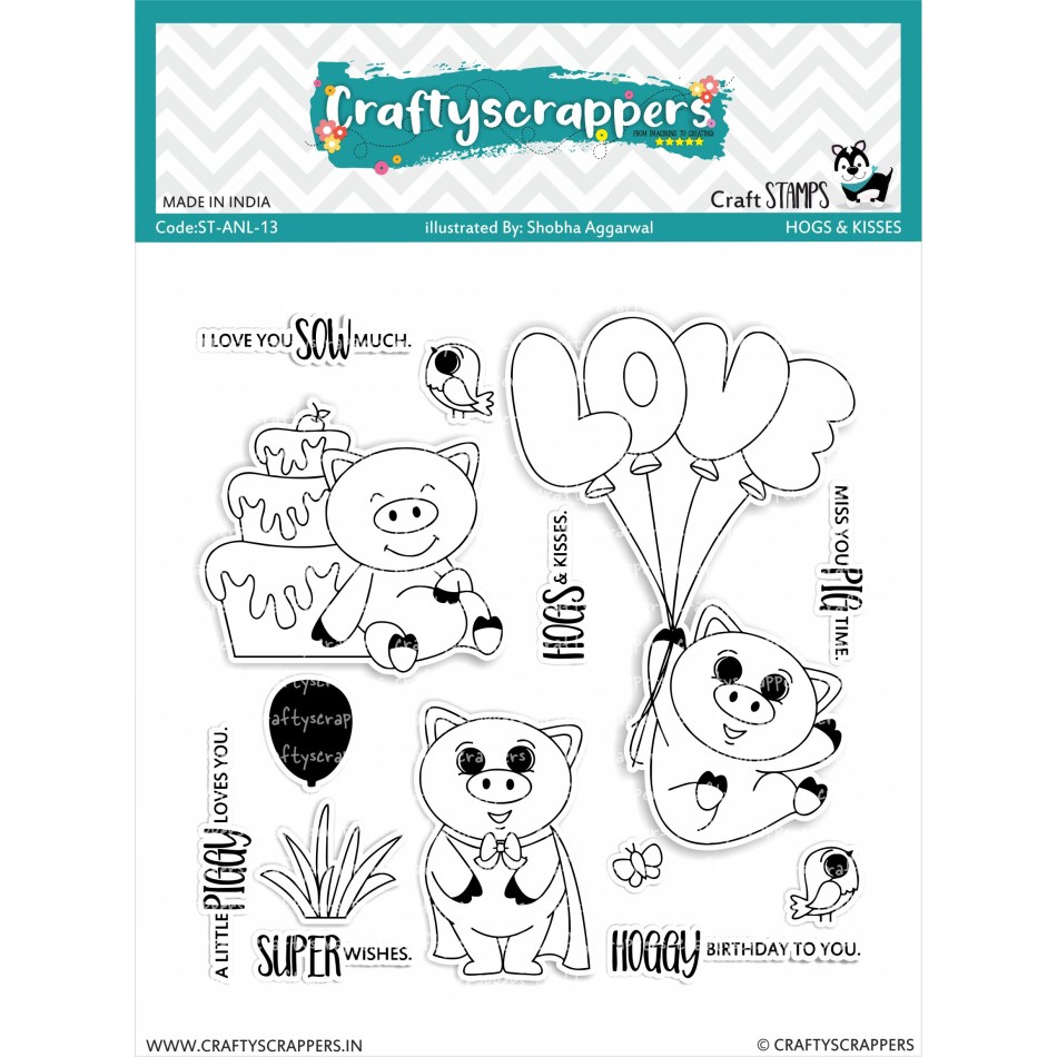 Craftyscrappers Stamps- HOGS & KISSES