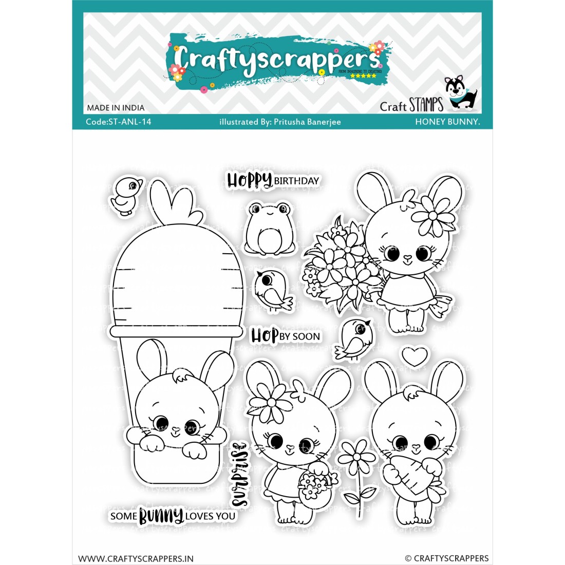 Craftyscrappers Stamps- HONEY BUNNY