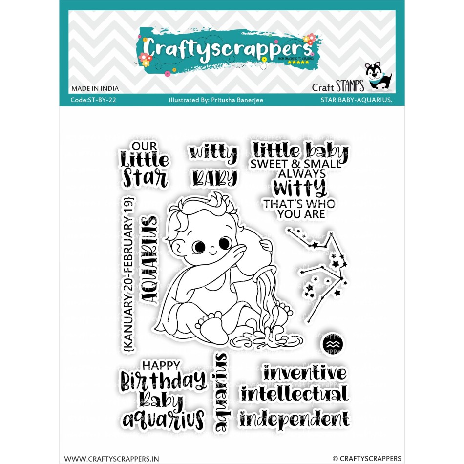 Craftyscrappers Stamps- STAR BABY-AQUARIUS