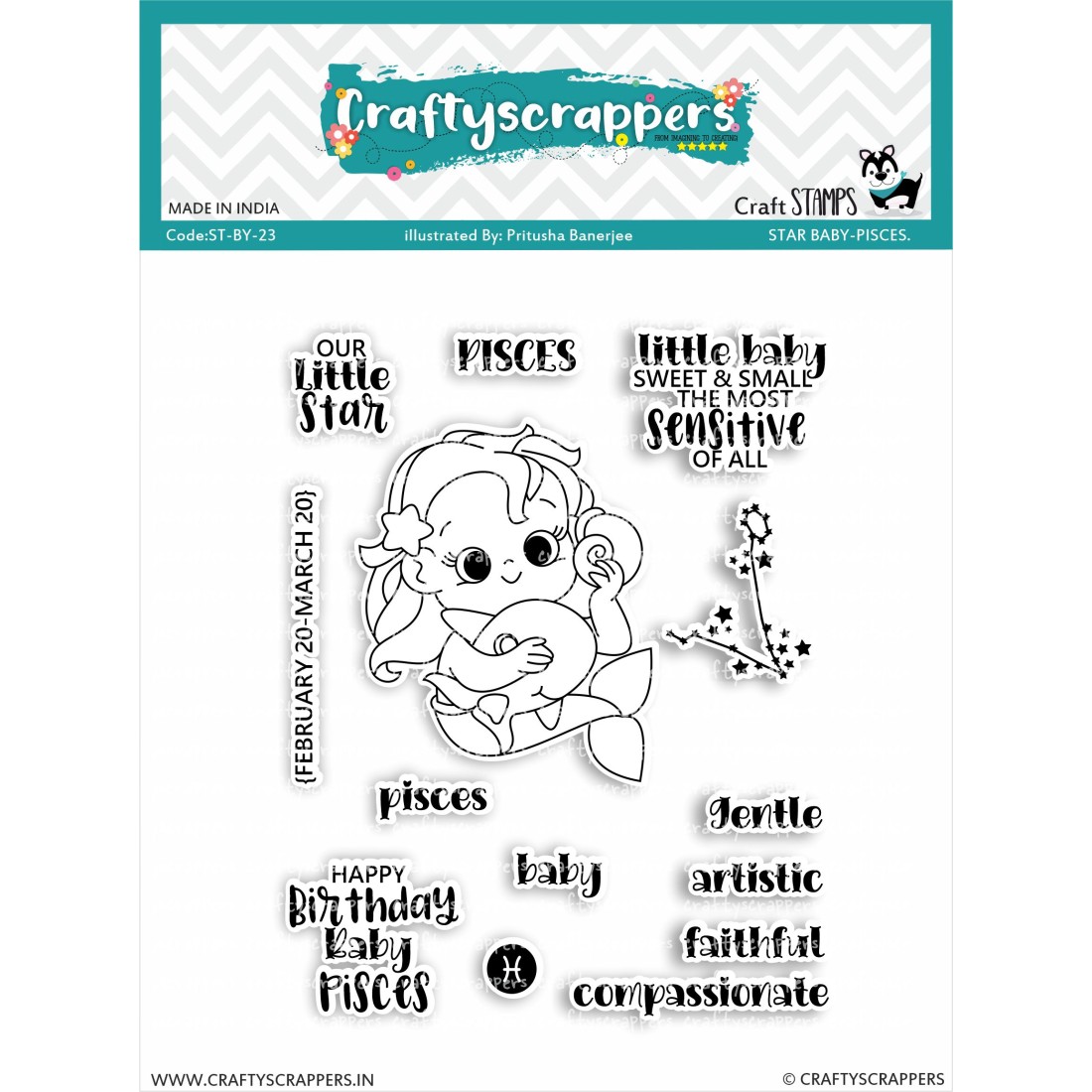Craftyscrappers Stamps- STAR BABY-PISCES