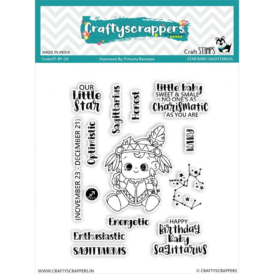 Craftyscrappers Stamps- STAR BABY- SAGITTARIUS