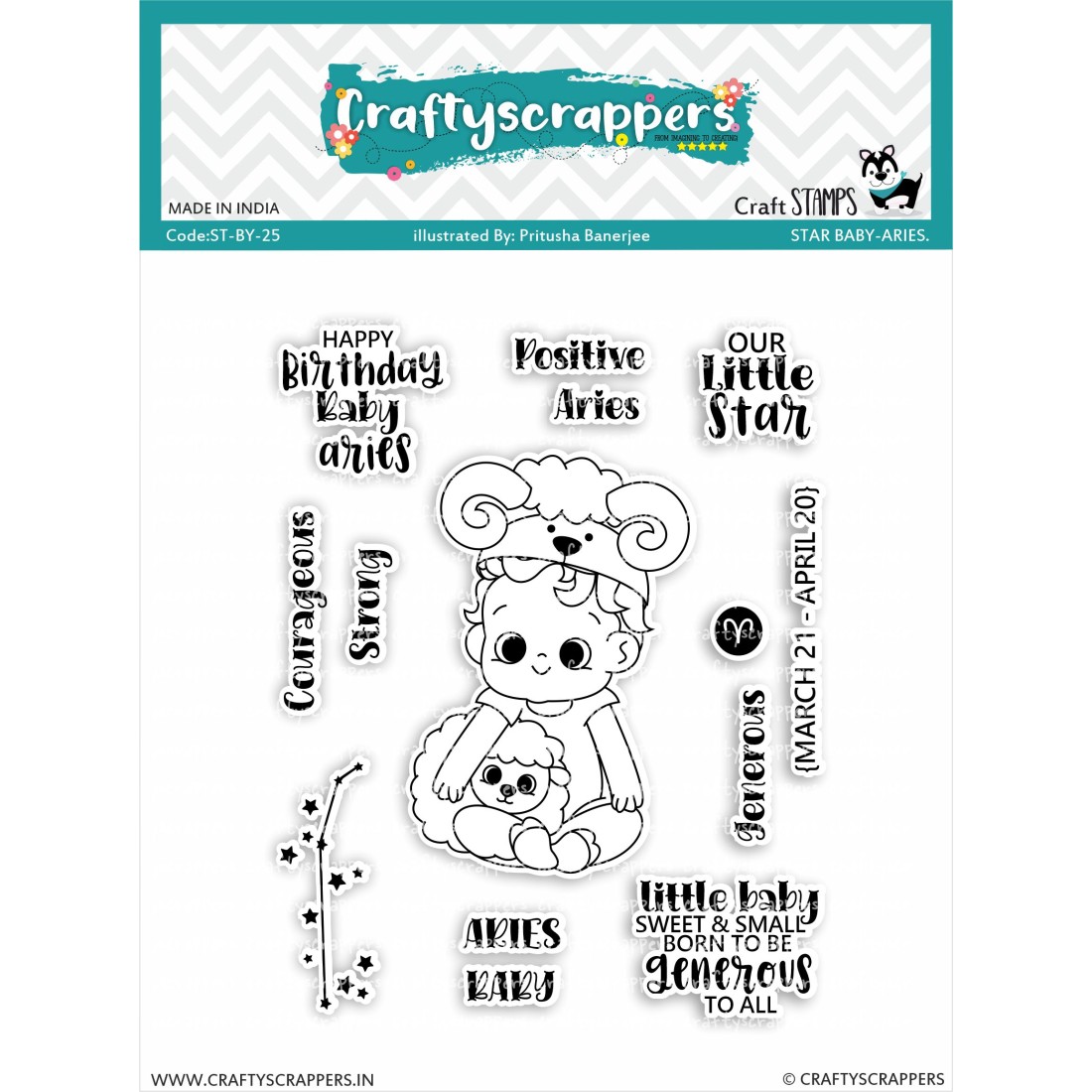 Craftyscrappers Stamps- STAR BABY-ARIES