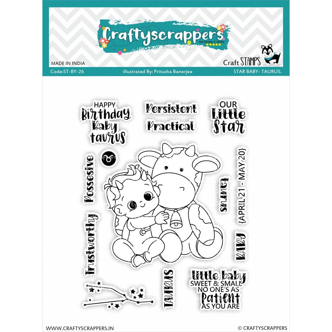 Craftyscrappers Stamps- STAR BABY-TAURUS