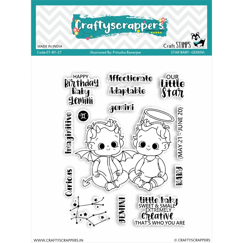 Craftyscrappers Stamps- STAR BABY-GEMINI