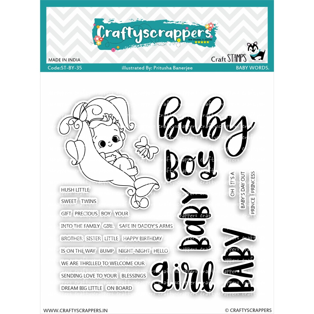 Craftyscrappers Stamps- BABY WORDS