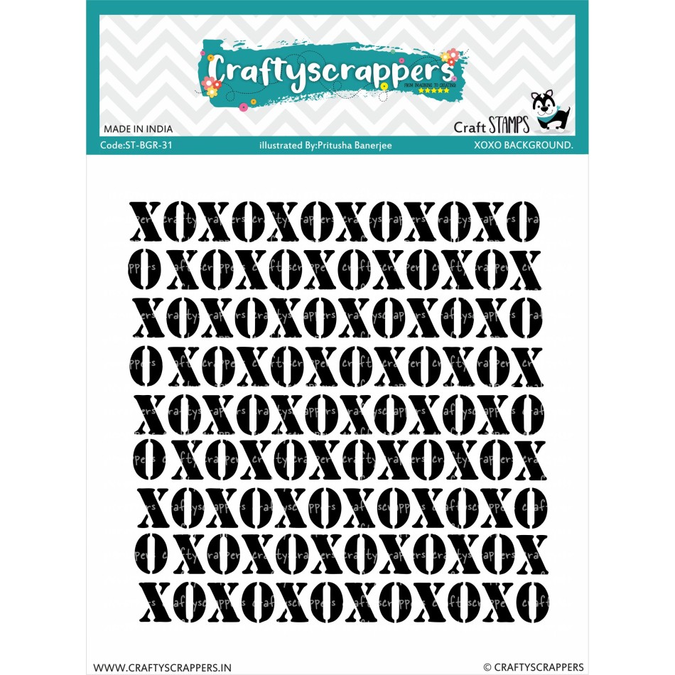 Craftyscrappers Stamps- XOXO BACKGROUND