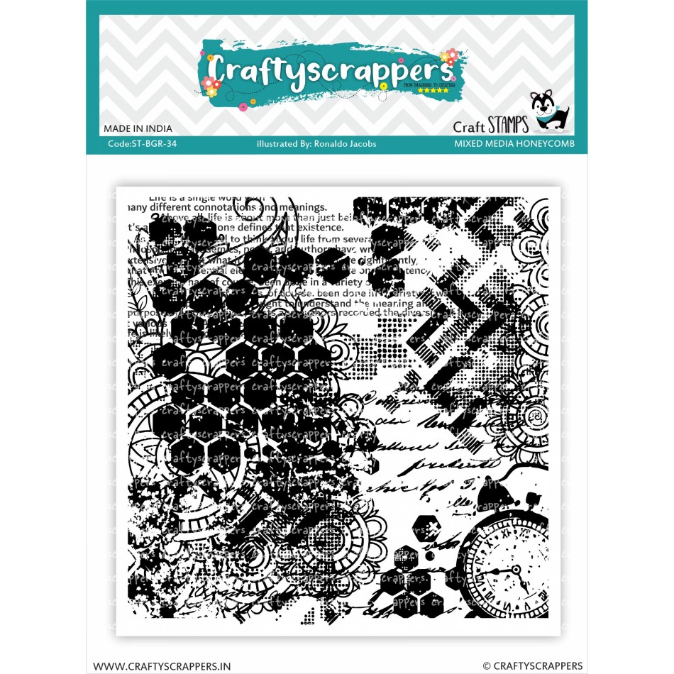 Craftyscrappers Stamps- MIXEDMEDIA HONEYCOMB BACKGROUND