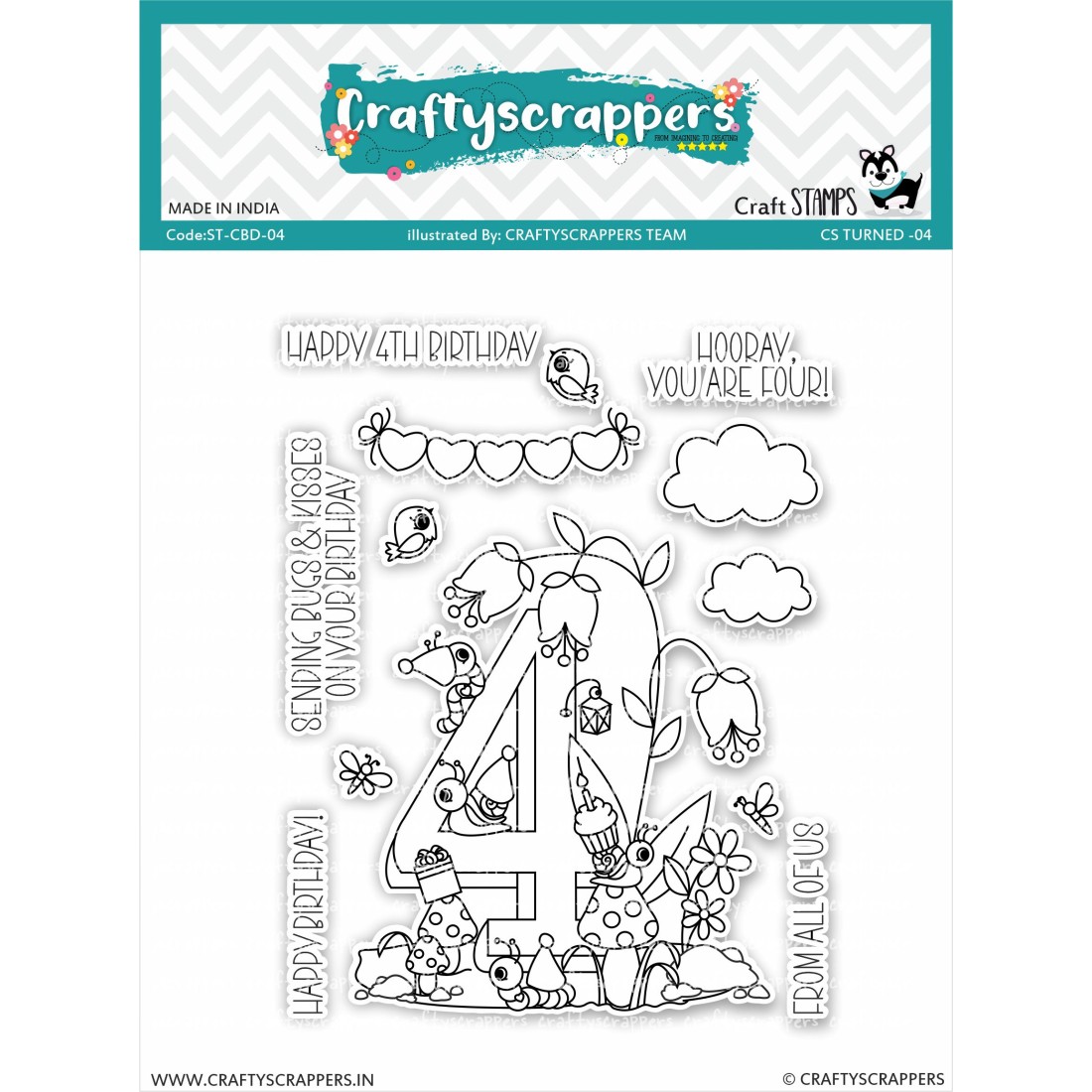 Craftyscrappers Stamps- CS TURNED 4