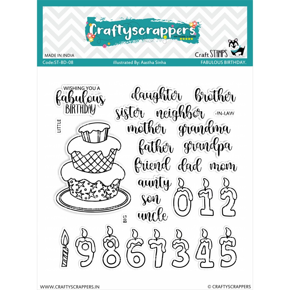 Craftyscrappers Stamps- FABULLOUS BIRTHDAY