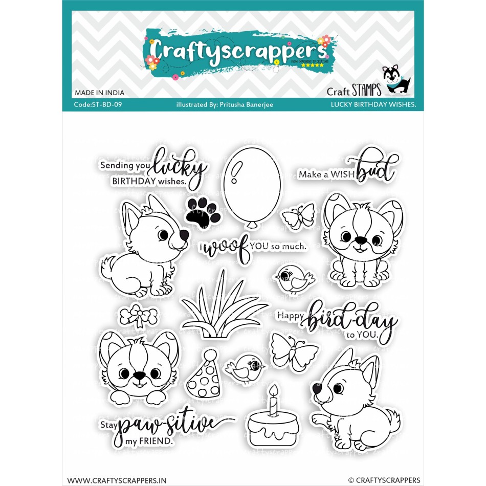 Craftyscrappers Stamps- LUCKY BIRTHDAY WISHES