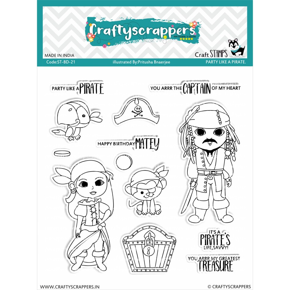 Craftyscrappers Stamps- PARTY LIKE A PIRATE