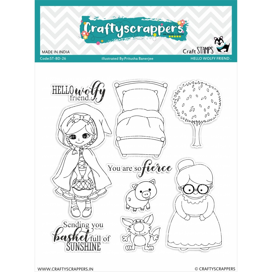 Craftyscrappers Stamps- HELLO WOLFY FRIEND