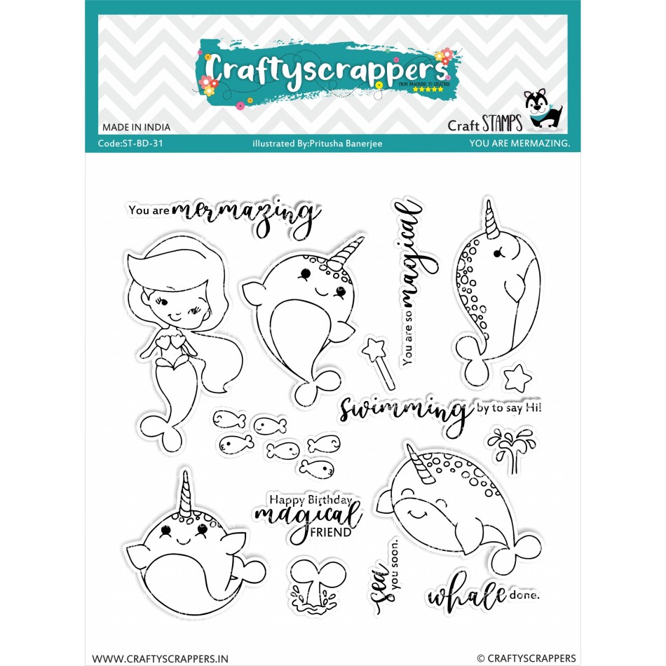Craftyscrappers Stamps- YOU ARE MERMAZING