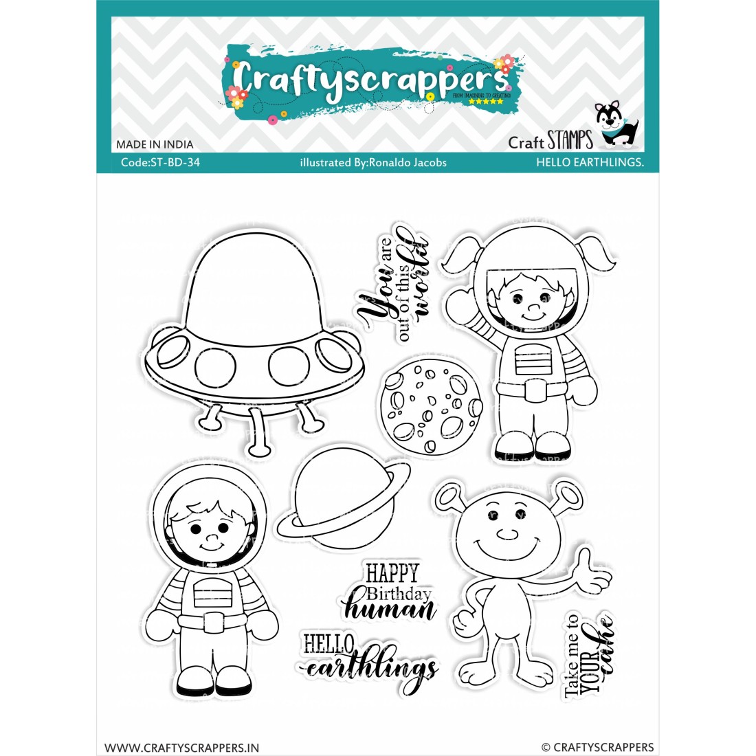 Craftyscrappers Stamps- HELLO EARTHLINGS