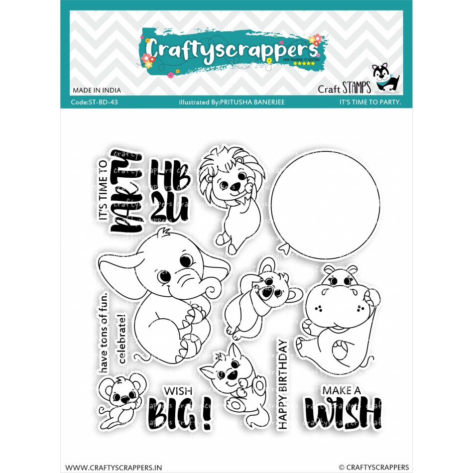 Craftyscrappers Stamps- IT'S TIME TOPARTY