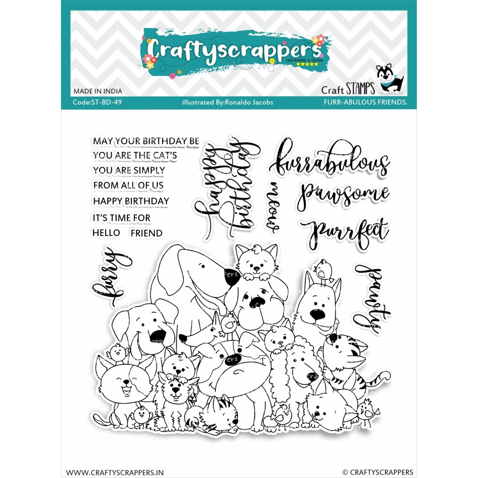 Craftyscrappers Stamps- FURRABULOUS FRIENDS