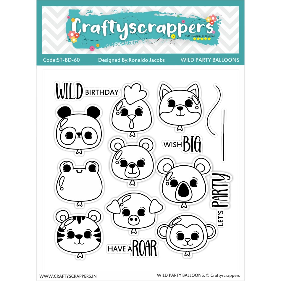 Craftyscrappers Stamps- WILD PARTY BALOONS