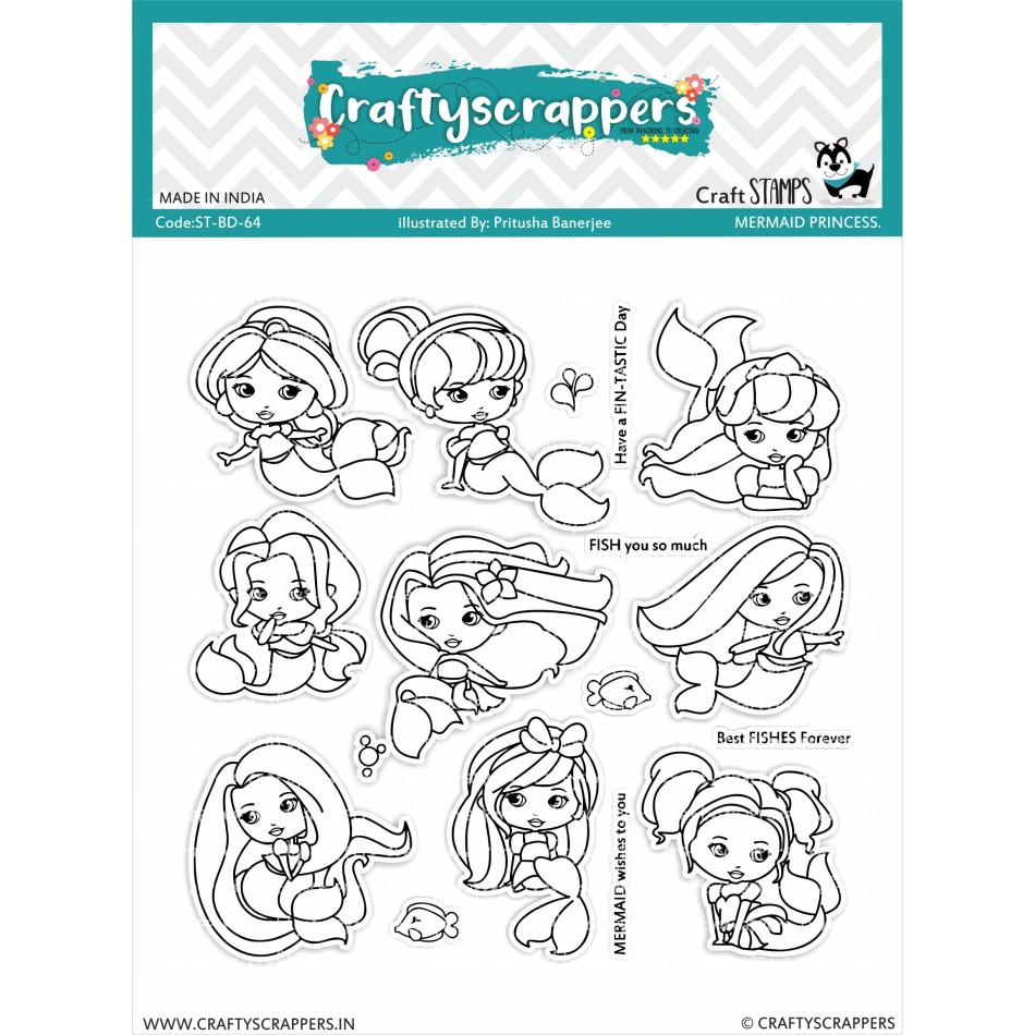 Craftyscrappers Stamps- MERMAID PRINCESSES
