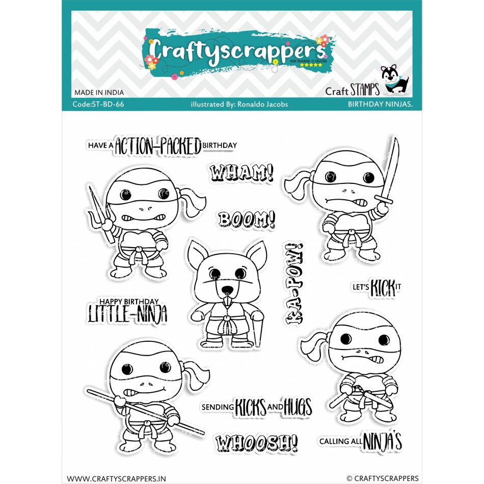 Craftyscrappers Stamps- BIRTHDAY NINJAS