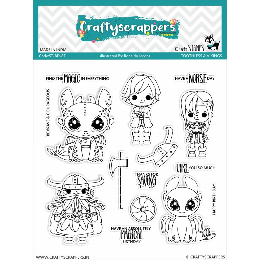 Craftyscrappers Stamps- TOOTHLESS & VIKINGS
