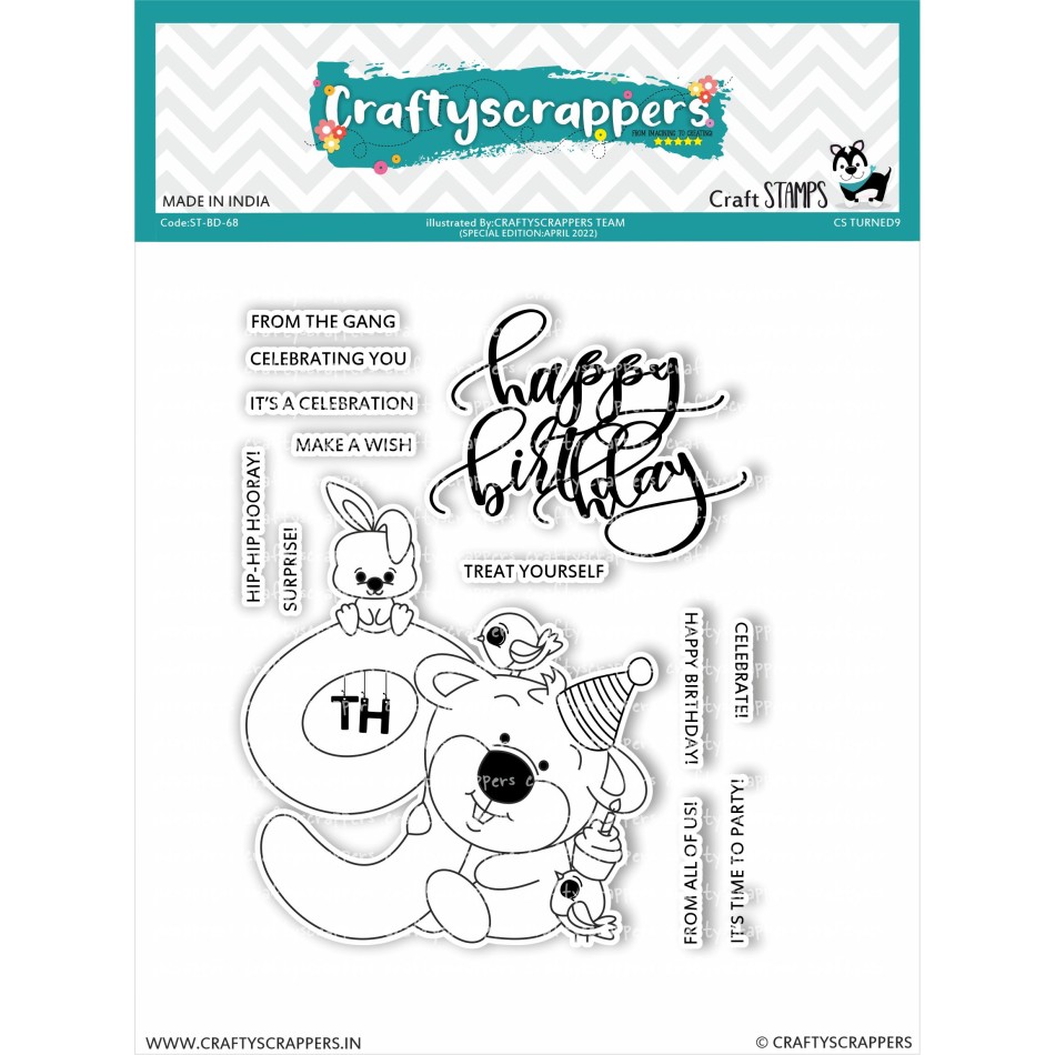 Craftyscrappers Stamps- CS TURNED 9