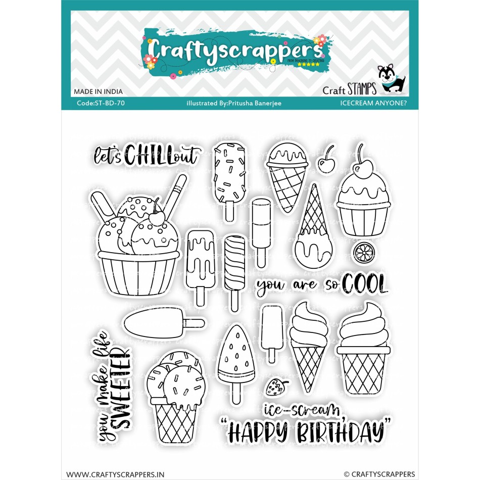 Craftyscrappers Stamps- ICECREAM ANYONE