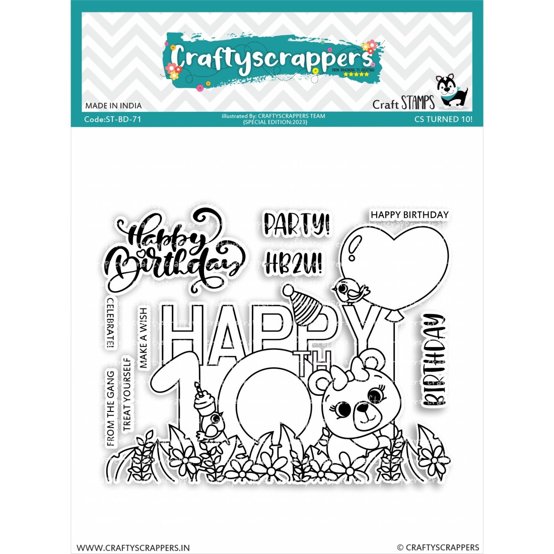Craftyscrappers Stamps- CS TURNED 10