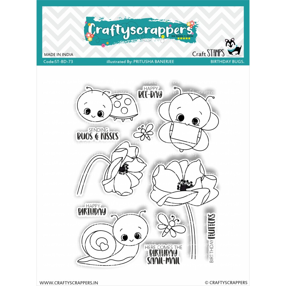 Craftyscrappers Stamps- BIRTHDAY BUGS