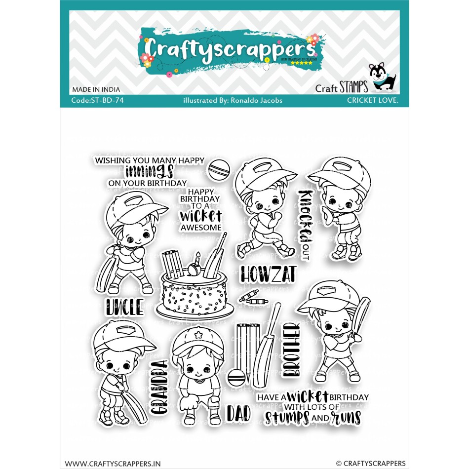 Craftyscrappers Stamps- CRICKET LOVE