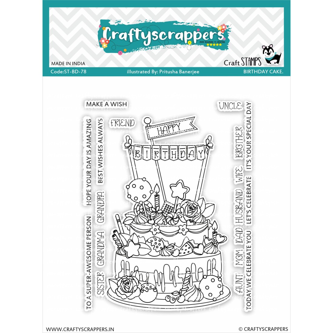 Craftyscrappers Stamps- Birthday Cake