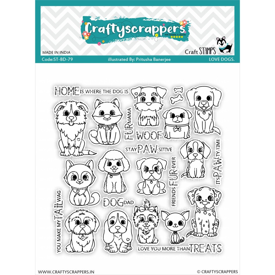 Craftyscrappers Stamps- LOVE DOGS