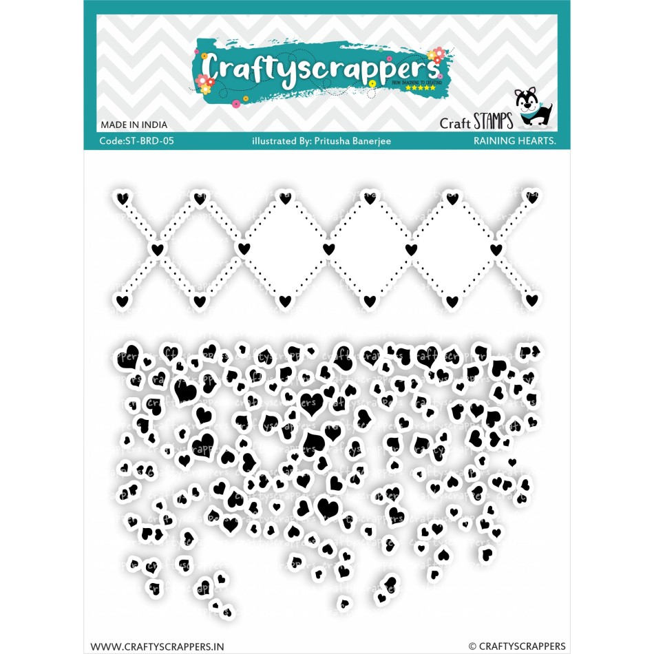 Craftyscrappers Stamps- RAINING HEARTS BORDERS