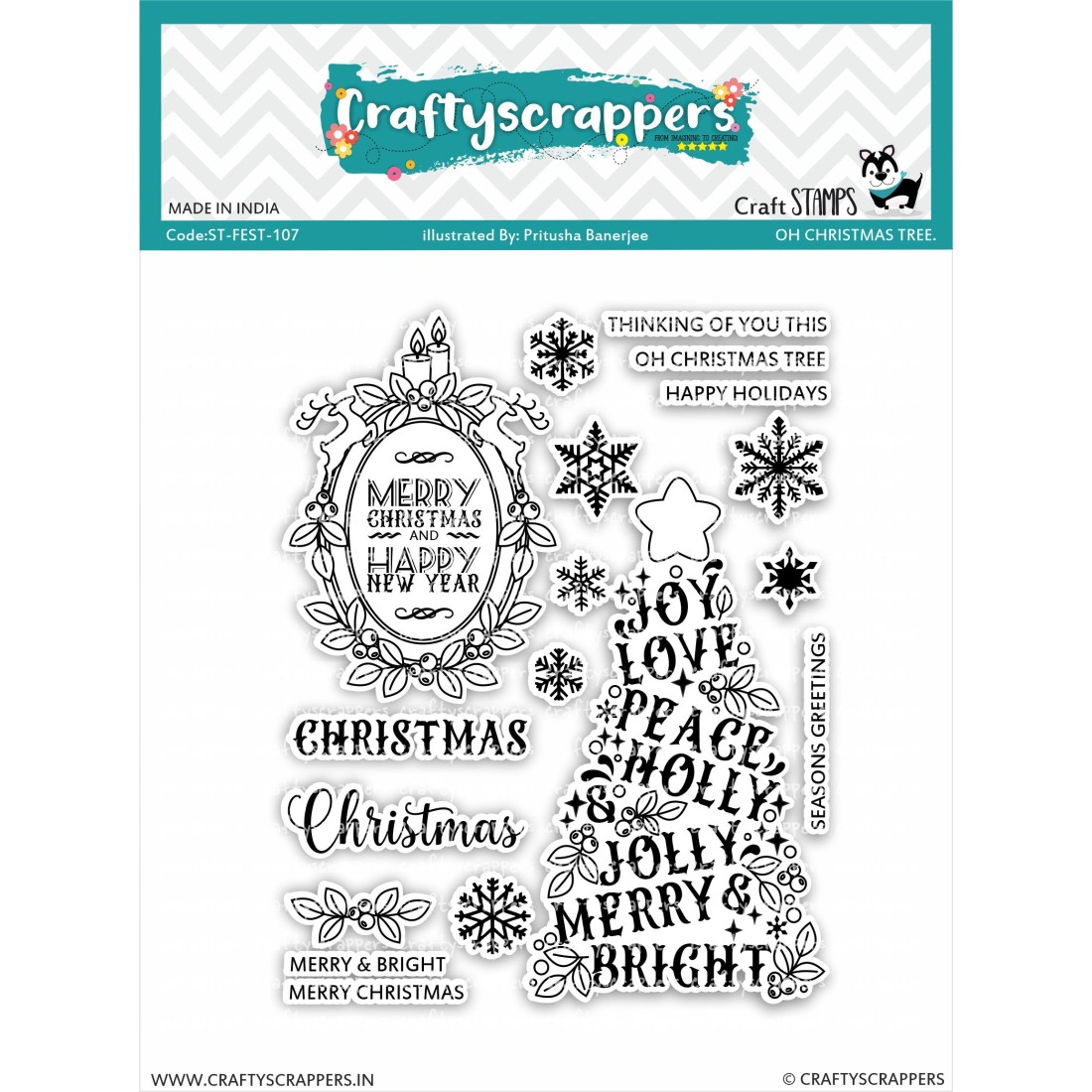 Craftyscrappers Stamps- CHRISTMAS TREE WORD ART
