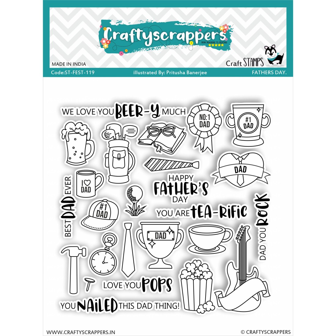 Craftyscrappers Stamps- HAPPY FATHERS DAY