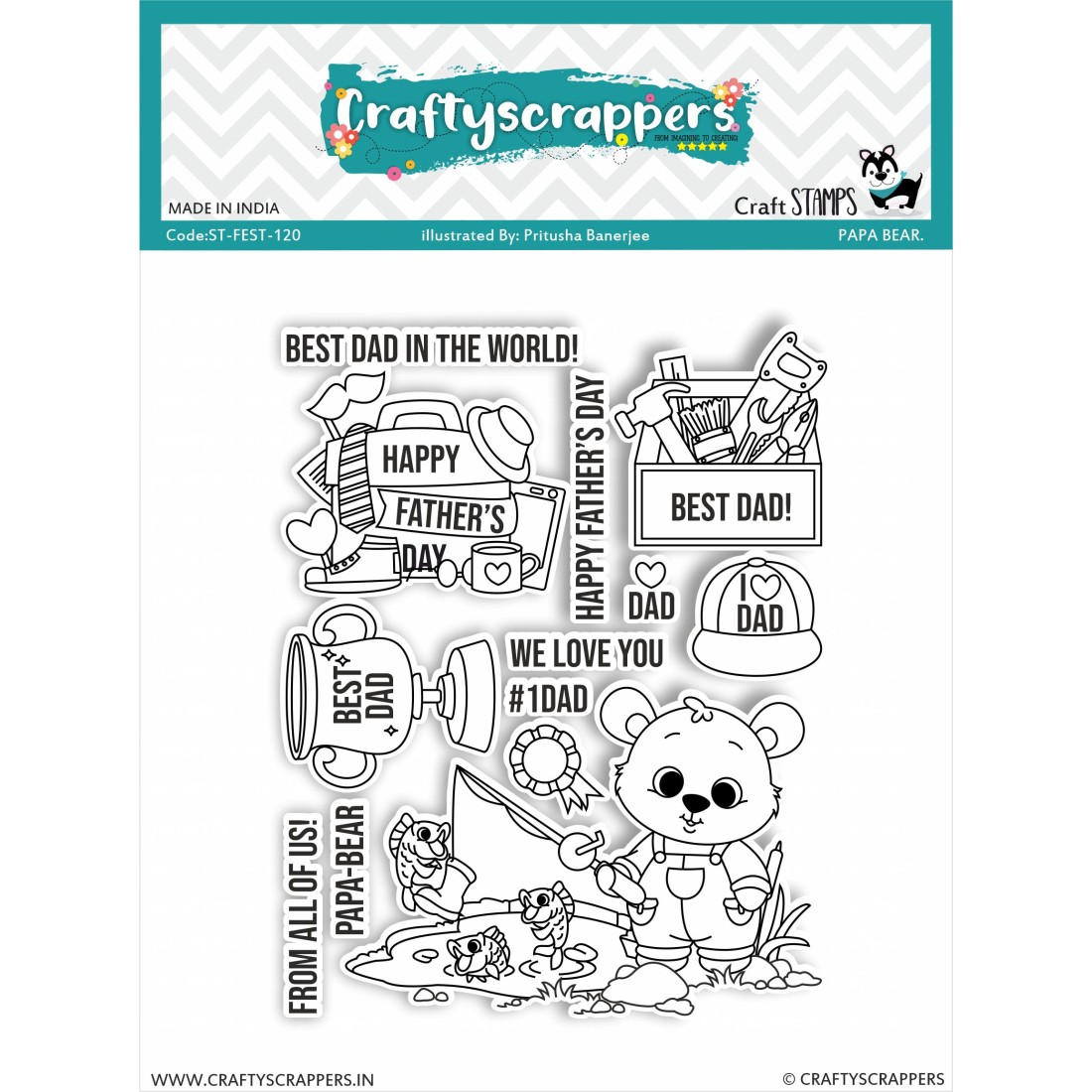 Craftyscrappers Stamps- PAPA BEAR