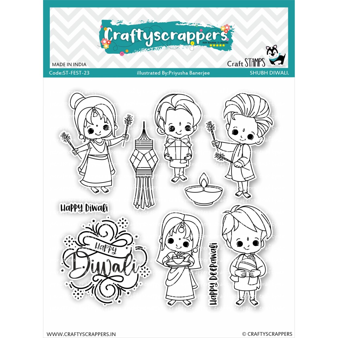 Craftyscrappers Stamps- SHUBH DIWALI