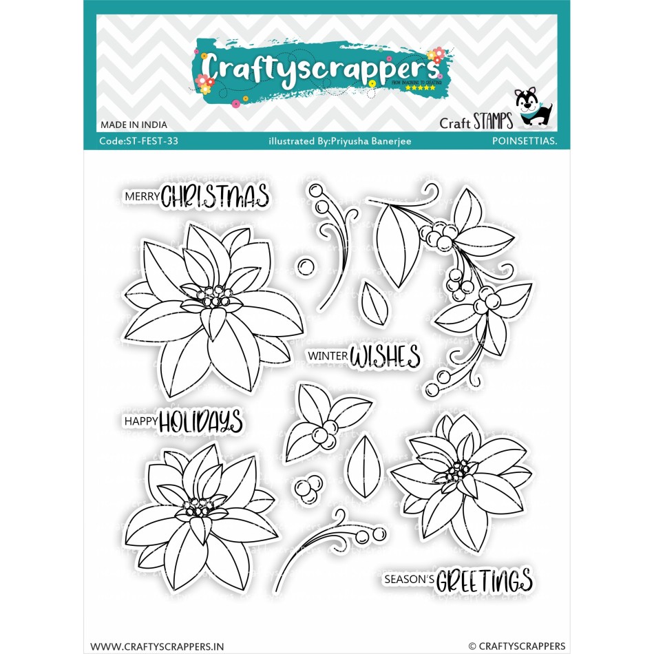Craftyscrappers Stamps- POINSETTIAS