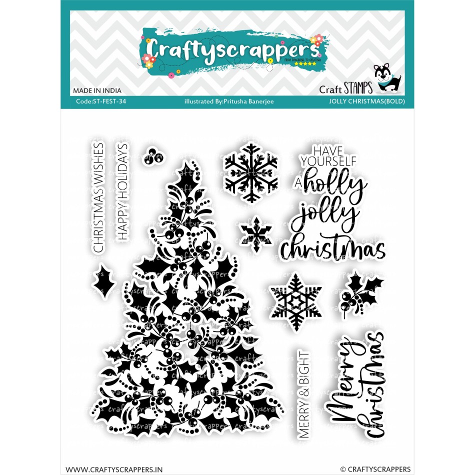 Craftyscrappers Stamps- JOLLY CHRISTMAS(BOLD)
