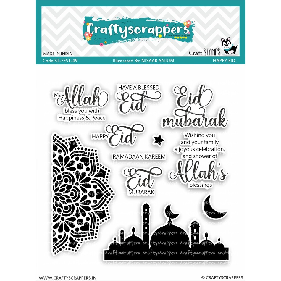 Craftyscrappers Stamps- HAPPY EID