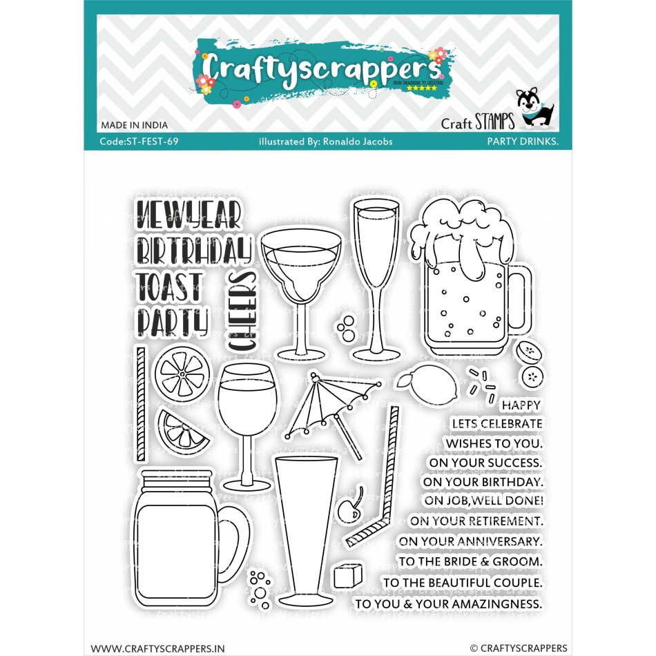 Craftyscrappers Stamps- PARTY DRINKS