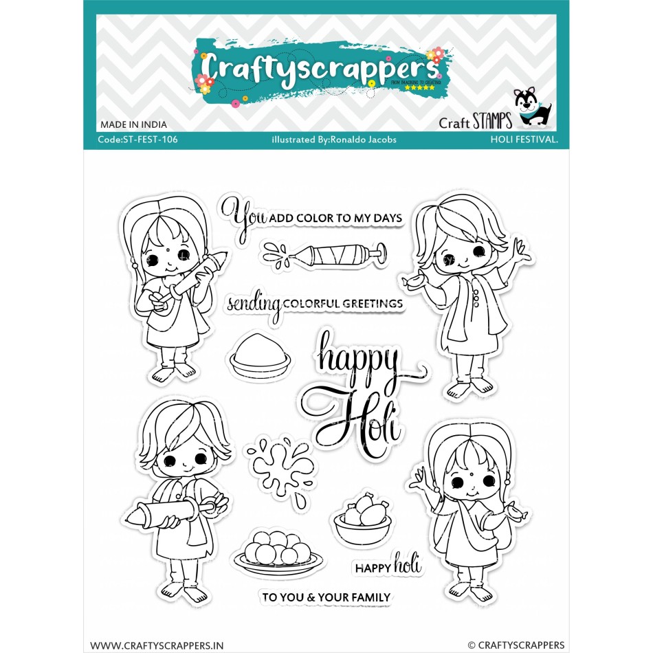 Craftyscrappers Stamps- HOLI FESTIVAL