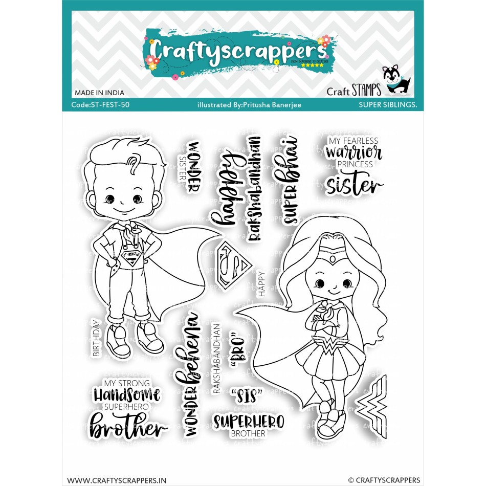 Craftyscrappers Stamps- SUPER SIBLINGS