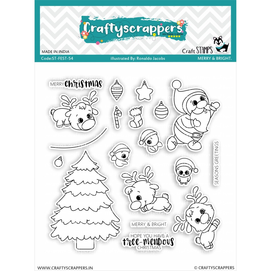 Craftyscrappers Stamps- MERRY & BRIGHT