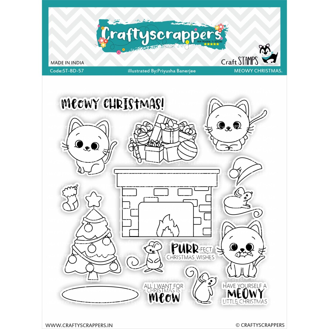 Craftyscrappers Stamps- MEOWY CHRISTMAS
